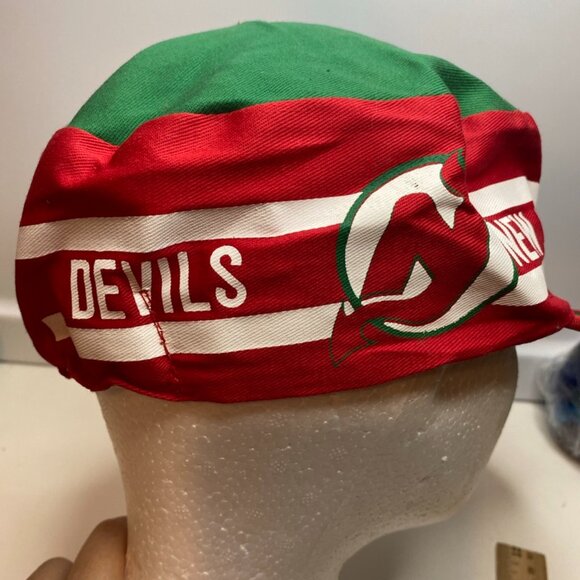 Vintage 80s New Jersey Devils 100% Cotton M/L NHL Hockey Painter Hat Rare - Picture 4 of 12